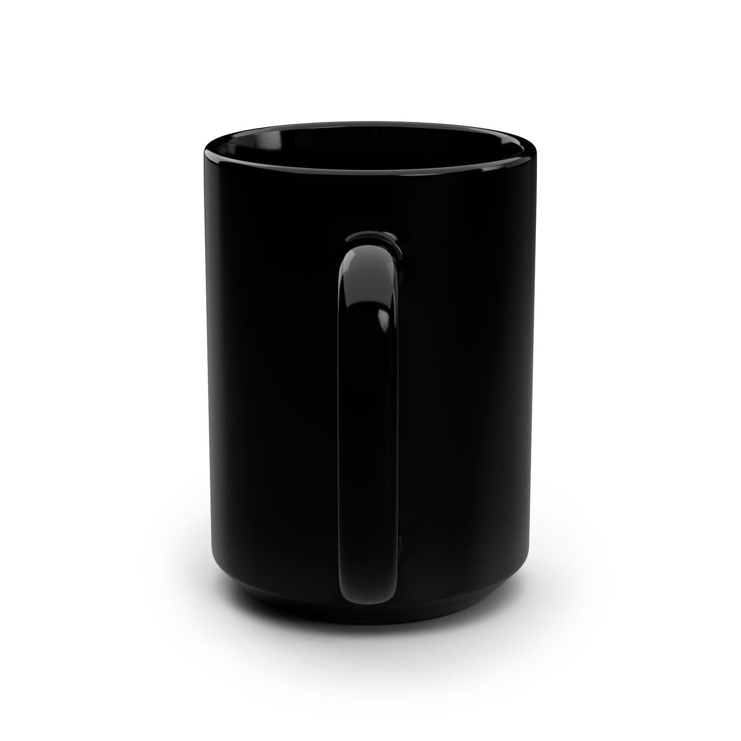 Black Ceramic Mug — Glitch Star Leaf Graphic, 15oz Coffee Cup